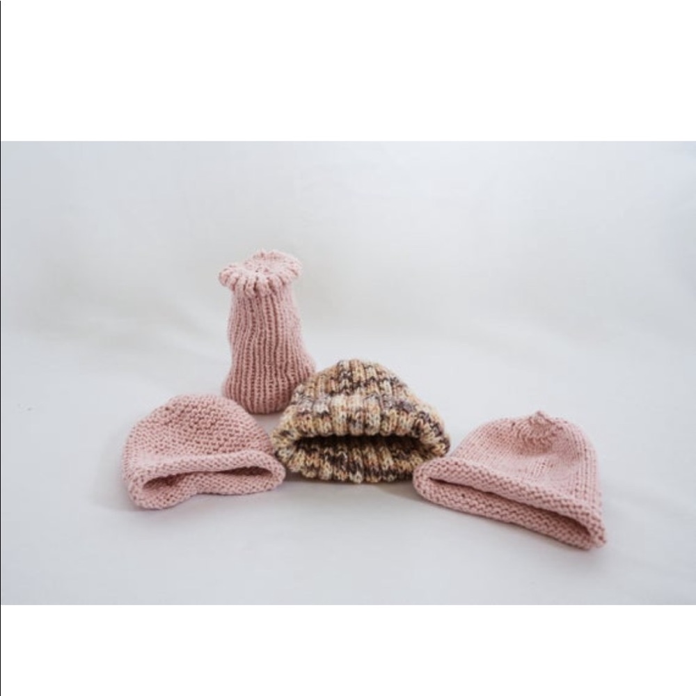 Hand knitted from cotton baby hats(4)